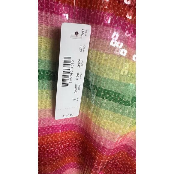 J.Crew Sleeveless top in watermelon-stripe sequins Red Green Multi Small NEW - Picture 9 of 12